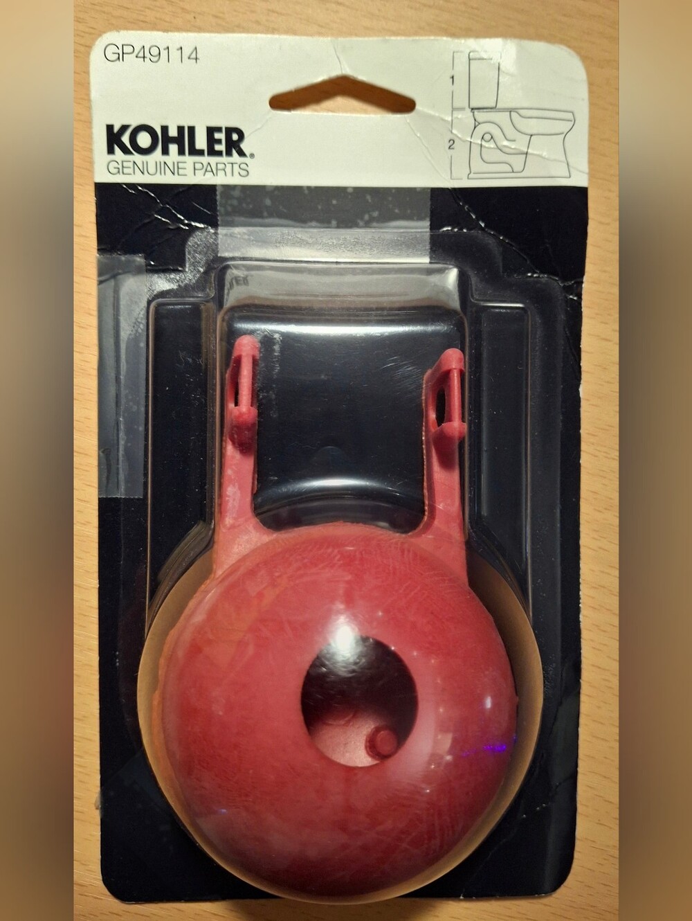 Kohler Genuine Parts GP49114 Red Rubber Toilet Flapper for Vintage 4515